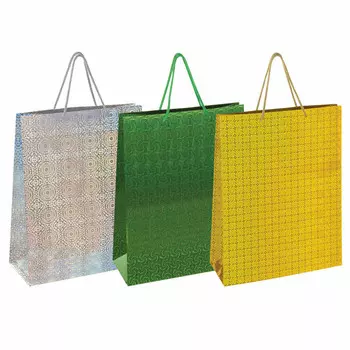 пакет подарочный (F) ЗОЛОТАЯ СКАЗКА Голография 44,7х33x12,7см в асс-те