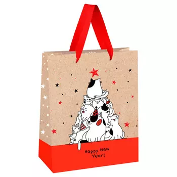 пакет подарочный MESHU New Year of Cats 18х23х10см