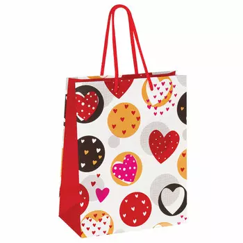 пакет подарочный ЗОЛОТАЯ СКАЗКА Сердечки 17,8x9,8x22,9см