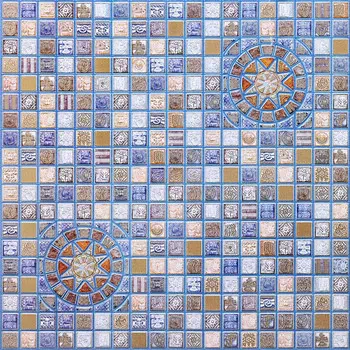 панель ПВХ Регул Декопан Мозаика Медальон синий синяя 957 х480х0,4 мм