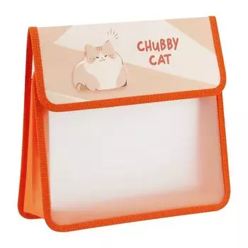 папка для тетрадей ARTSPACE Chubby cat А5 230х215х40 2 отделения пластик на липучке персиковый