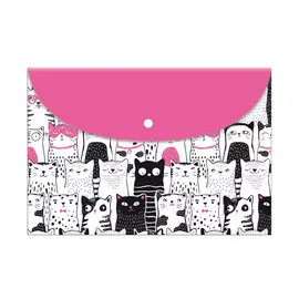 папка-конверт с кнопкой Коты А4