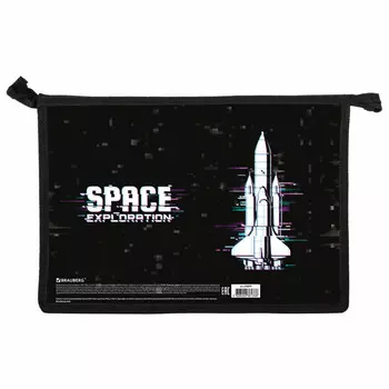 папка на молнии BRAUBERG Space exploration А4 пластик