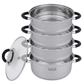 пароварка TALLER Шарлотта 5 предметов 4,1л нерж.сталь стеклянная крышка