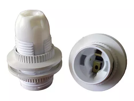 патрон Е27 люстровой с резьбовой втулкой и 2-мя кольцами крышка М10 белый