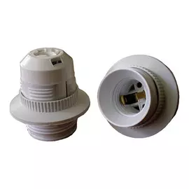 патрон Е27 люстровый с резьбовой втулкой и кольцом крышкой белый