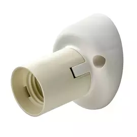 патрон Е27 настенный корпус гладкий основание наклонное контакты безвинтовые белый