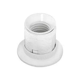 патрон Е27 потолочный корпус резьбовой с одним кольцом основание прямое контакты безвинтовые белый