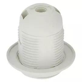 патрон Е27 с кольцом термостойкий пластик белый