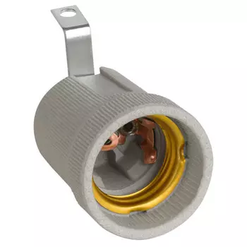 патрон керамический REV E27 с держателем светло-серый