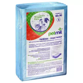 пеленка впитывающие для животных PetMil 60х90см 5шт