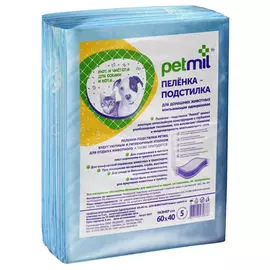 пеленки впитывающие для животных PetMil 60х40 5шт