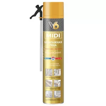 пена монтажная бытовая V6 Midi 35 всесезонная 0,75л, арт.01-01-51