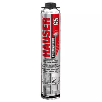 пена монтажная HAUSER 65 полиуретановая профессиональная всесезонная 740мл, арт.62053