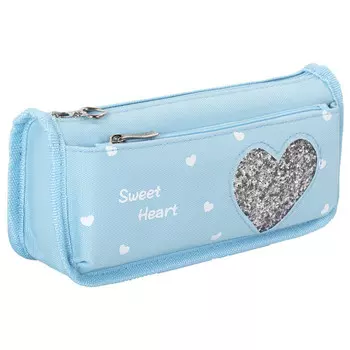 пенал-косметичка ЮНЛАНДИЯ Heart 21х6х9см мятный полиэстер