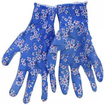 перчатки п/э нитриловое покрытие 8/M голубые