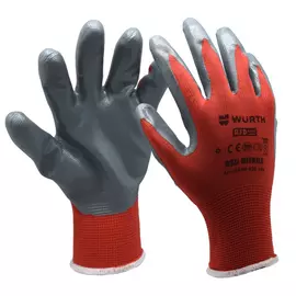 перчатки рабочие WURTH полиэстер, нитрил красный размер L