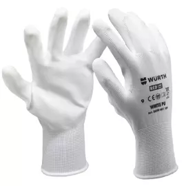 перчатки рабочие WURTH полиэстер, полиуретан белые размер L