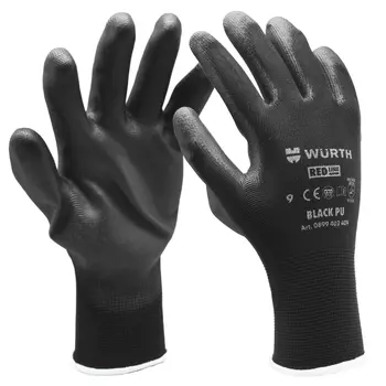 перчатки рабочие WURTH полиэстер, полиуретан черные размер L