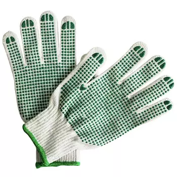 перчатки СПЕЦ Эконом х/б с ПВХ зеленая точка