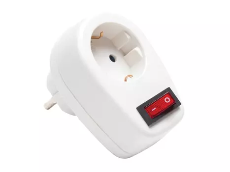 переходник 94 669 NAD-1E-СS с/з и выключателем белый