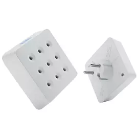 переходник Розеткус 75х75мм на 4 розетки с подсветкой серый