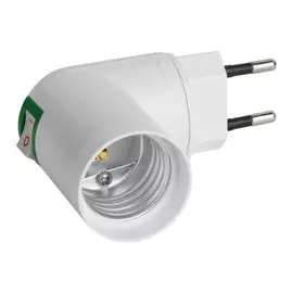 переходник вилка REV Е27 с выключателем белый