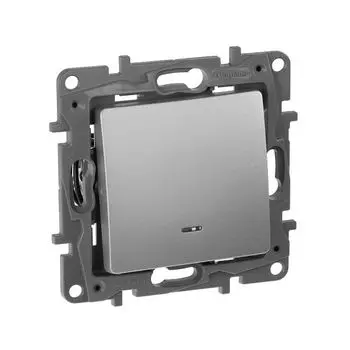 переключатель 1-клавишный LEGRAND Etika с подсветкой IP20 алюминий