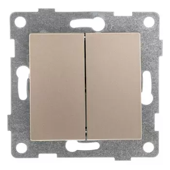 переключатель 2-клавишный GUSI Bravo 10А 250В проходной шампань