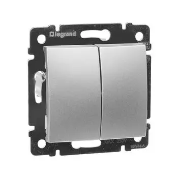переключатель 2-клавишный LEGRAND Valena IP20 алюминий