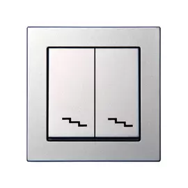 переключатель 2-клавишный LIREGUS Epsilon серебро