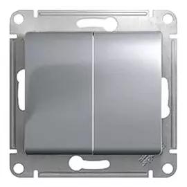 переключатель 2-клавишный SCHNEIDER ELECTRIC Glossa алюминий