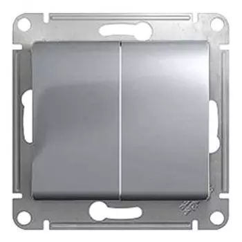 переключатель 2-клавишный SCHNEIDER ELECTRIC Glossa алюминий