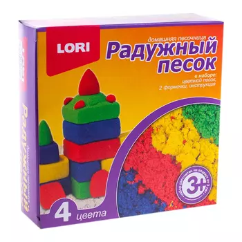 песок Радужный 4 цвета 2 формочки 560г