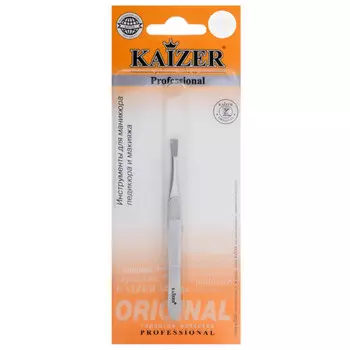 пинцет для бровей KAIZER 9см прямой матовый металл