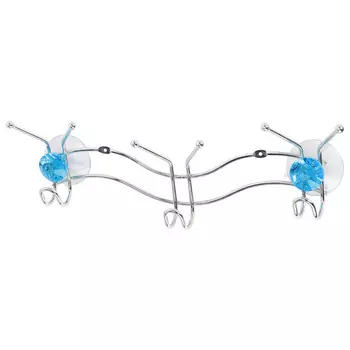 планка с 3 крючками РЫЖИЙ КОТ Бриллиант на присосках металл хром/синий