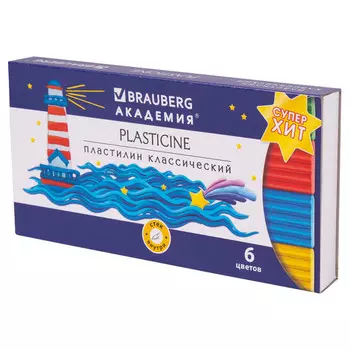 пластилин BRAUBERG Академия хит 6цв 120г стек