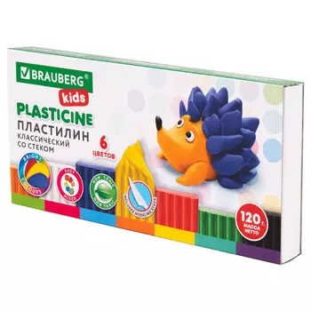 пластилин BRAUBERG Kids 6цв 120г стек