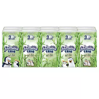 платки носовые FAMILIA Trio Natural 3-слойные 10шт 10уп.