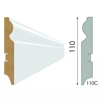 плинтус МДФ STELLA 110C 2000х110х16мм белый под покраску