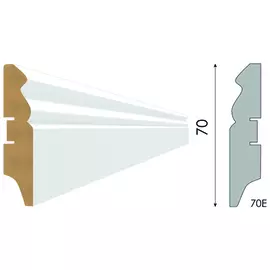 плинтус МДФ STELLA 70E 2000х70х16мм белый под покраску