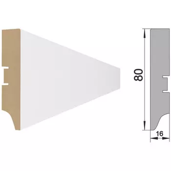 плинтус МДФ STELLA 80А 2000х80х16мм белый под покраску