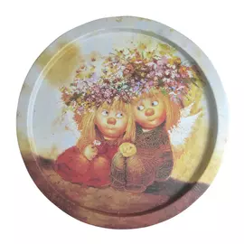 поднос Первая любовь 28,2см круглый литографированная жесть