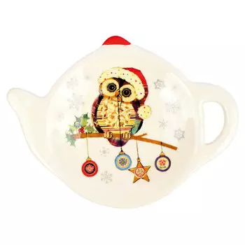 подставка для чайных пакетиков Owl Christmas 12х9см керамика