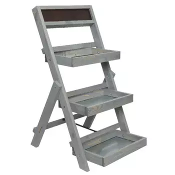 подставка для цветов Лестница 3 яруса 25х38х50см дерево серый