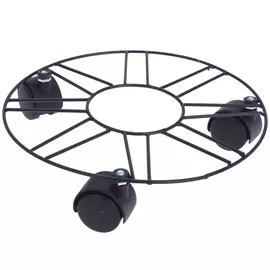 подставка для цветов на колёсах d25см металл чёрный
