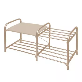 подставка для обуви 2-х ярусная Люкс 1 790х330х500мм металл/винилискожа бежевый металлик