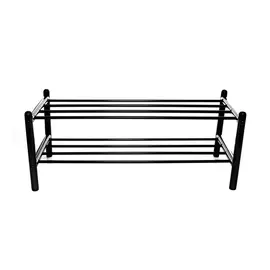 подставка для обуви 2 полки 700х300х280мм черная металл