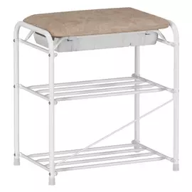 подставка для обуви Альфа 13 с сиденьем/с ящиком 450х300х480мм белая