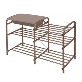 подставка для обуви 3-х ярусная Люкс 5 790х330х510мм металл/винилискожа коричневая